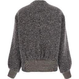 Gray V-neck Long Sleeve Top in Tech Fabric Unisex