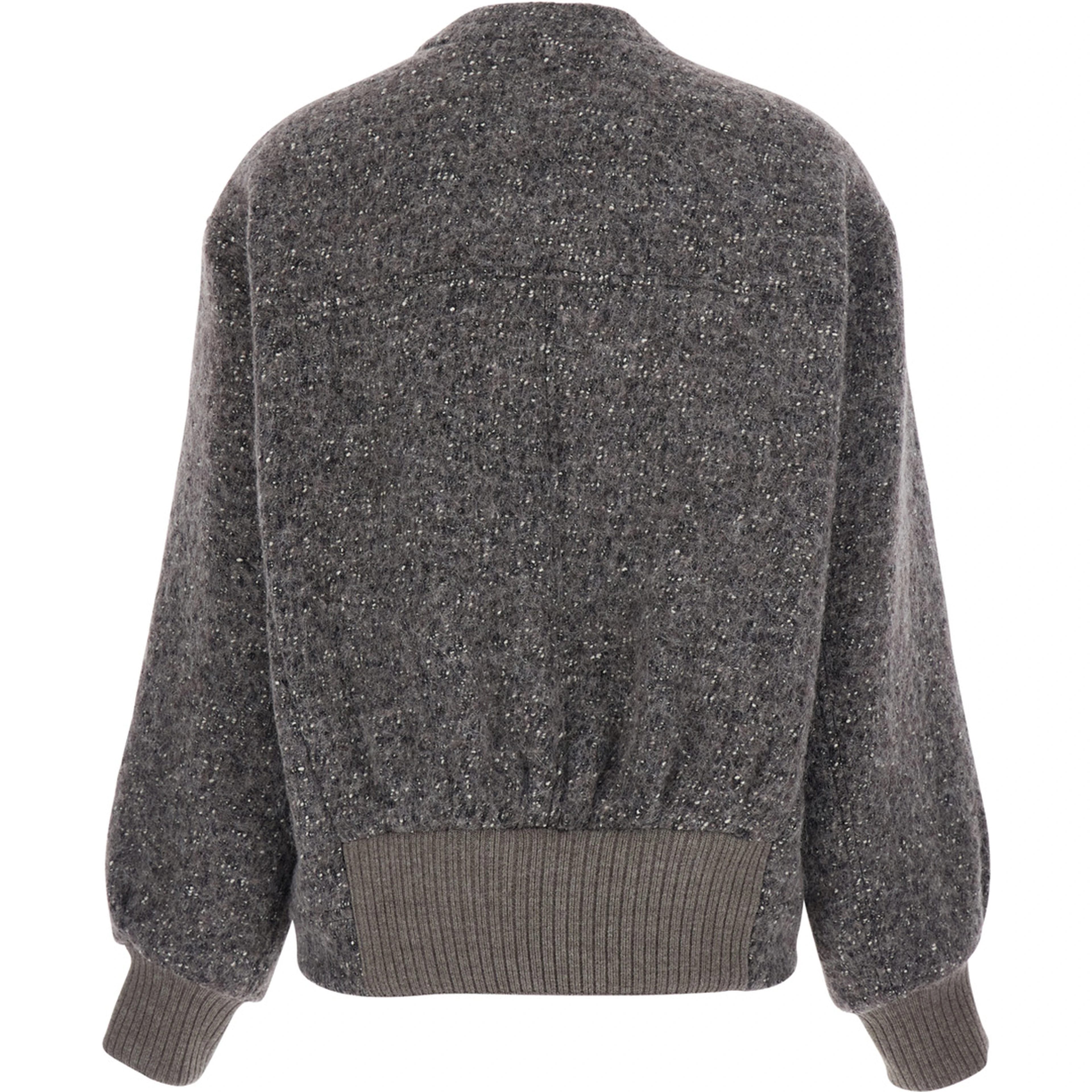 Gray V-neck Long Sleeve Top in Tech Fabric Unisex