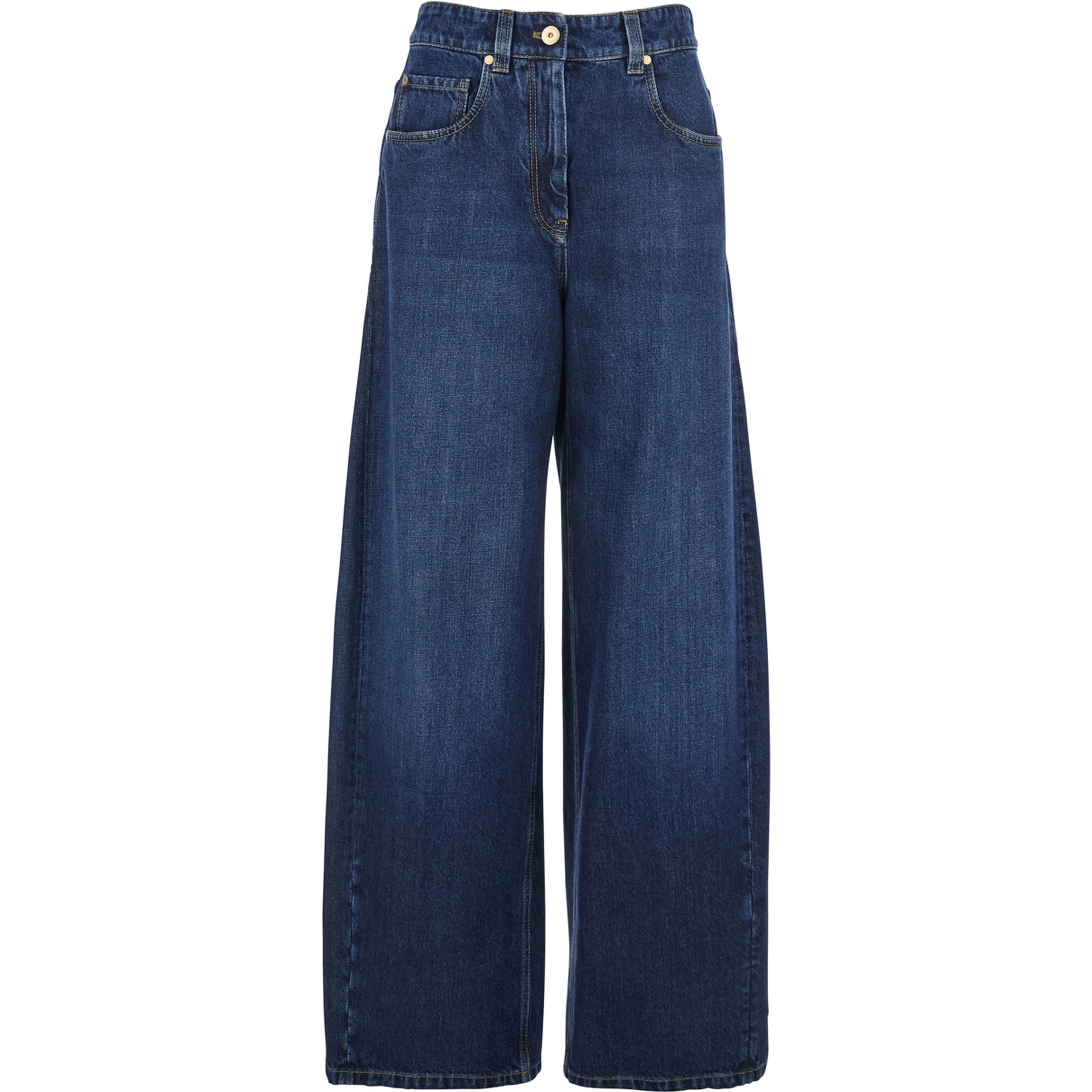 Blue Jeans with Five Pocket Design and Logo Patch on the Back in Denim for Women