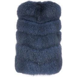 blue fur with hidden closure and sleeveless design in fur for women