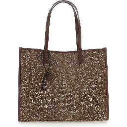Lovetrotter Brown Tote bag with Jacquard motif in Denim for Women