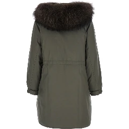 Parka with fur collar and Tech Fabric green unisex