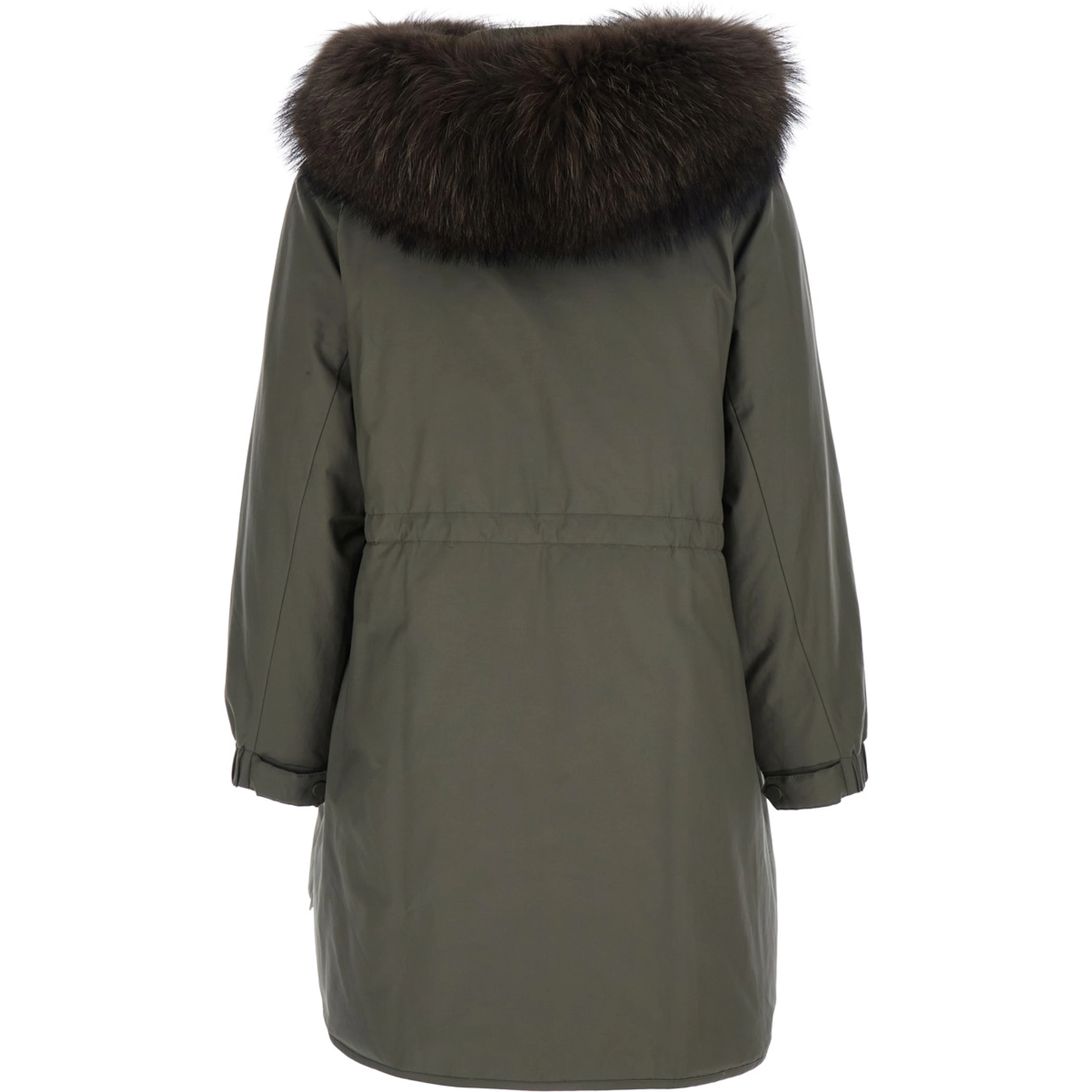 Parka with fur collar and Tech Fabric green unisex
