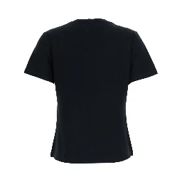 T-shirt with embroidered details and short sleeves in cotton and spandex, black color for men