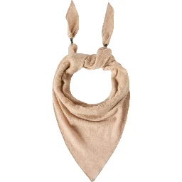 beige Rectangular scarf with Monili details in cashmere for women