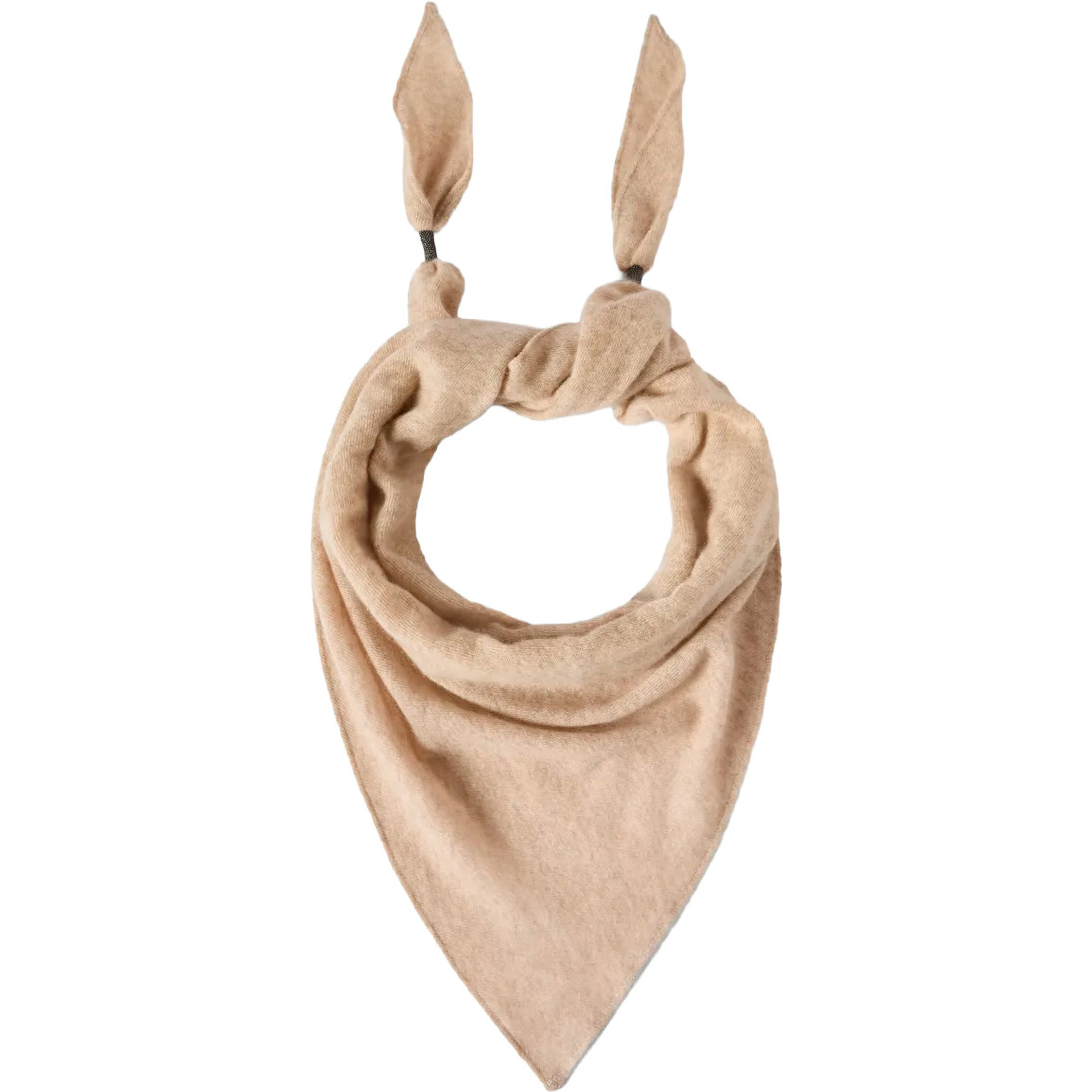 beige Rectangular scarf with Monili details in cashmere for women