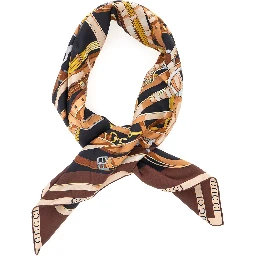 Multicolor scarf with all-over print in silk for women