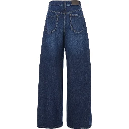 Blue Jeans with Five Pocket Design and Logo Patch on the Back in Denim for Women