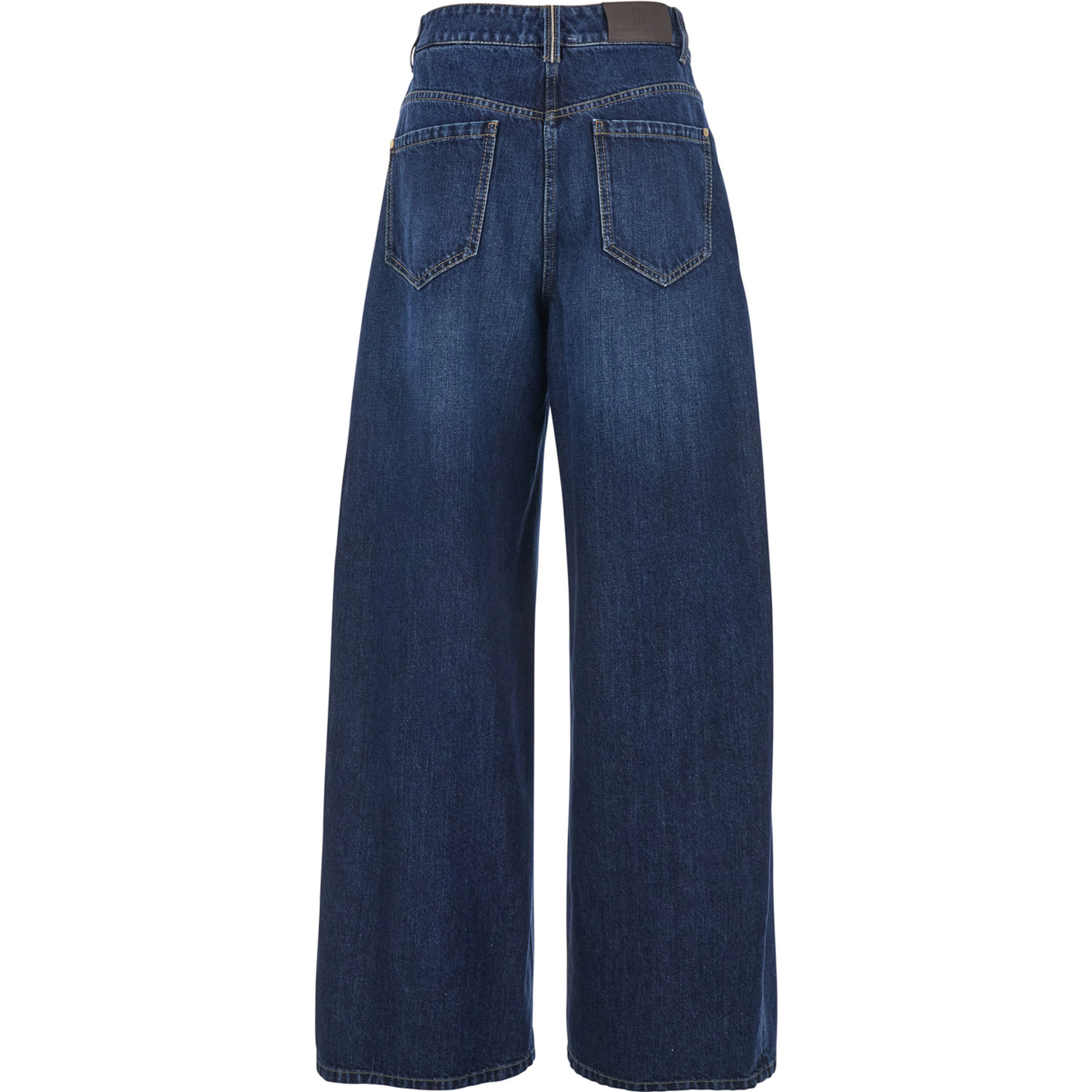 Blue Jeans with Five Pocket Design and Logo Patch on the Back in Denim for Women