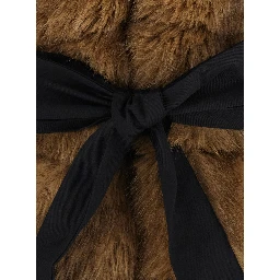 Black Jacket with front belt in ecofur for women
