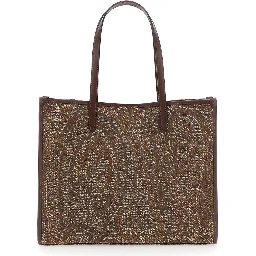 Lovetrotter Brown Tote bag with Jacquard motif in Denim for Women