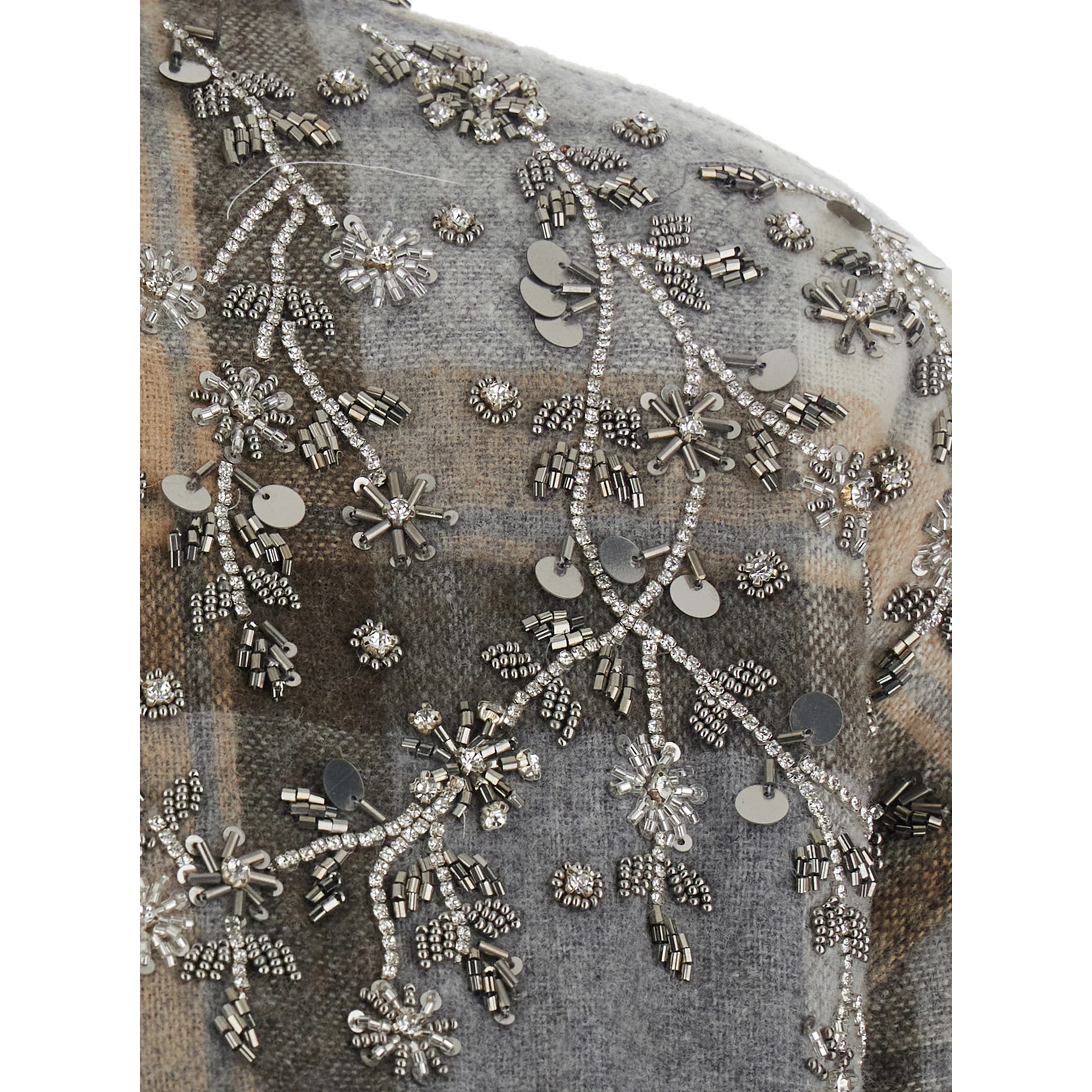multicolor Shirt with metallic embroidery and applied rhinestones in flannel for women
