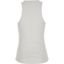 RIBBED TOP EMBROIDERY with embroidered details and cotton and spandex White women