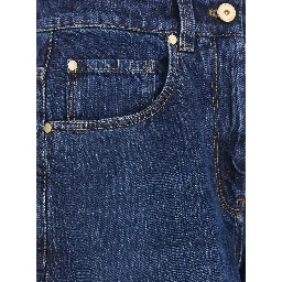 Blue Jeans with Five Pocket Design and Logo Patch on the Back in Denim for Women