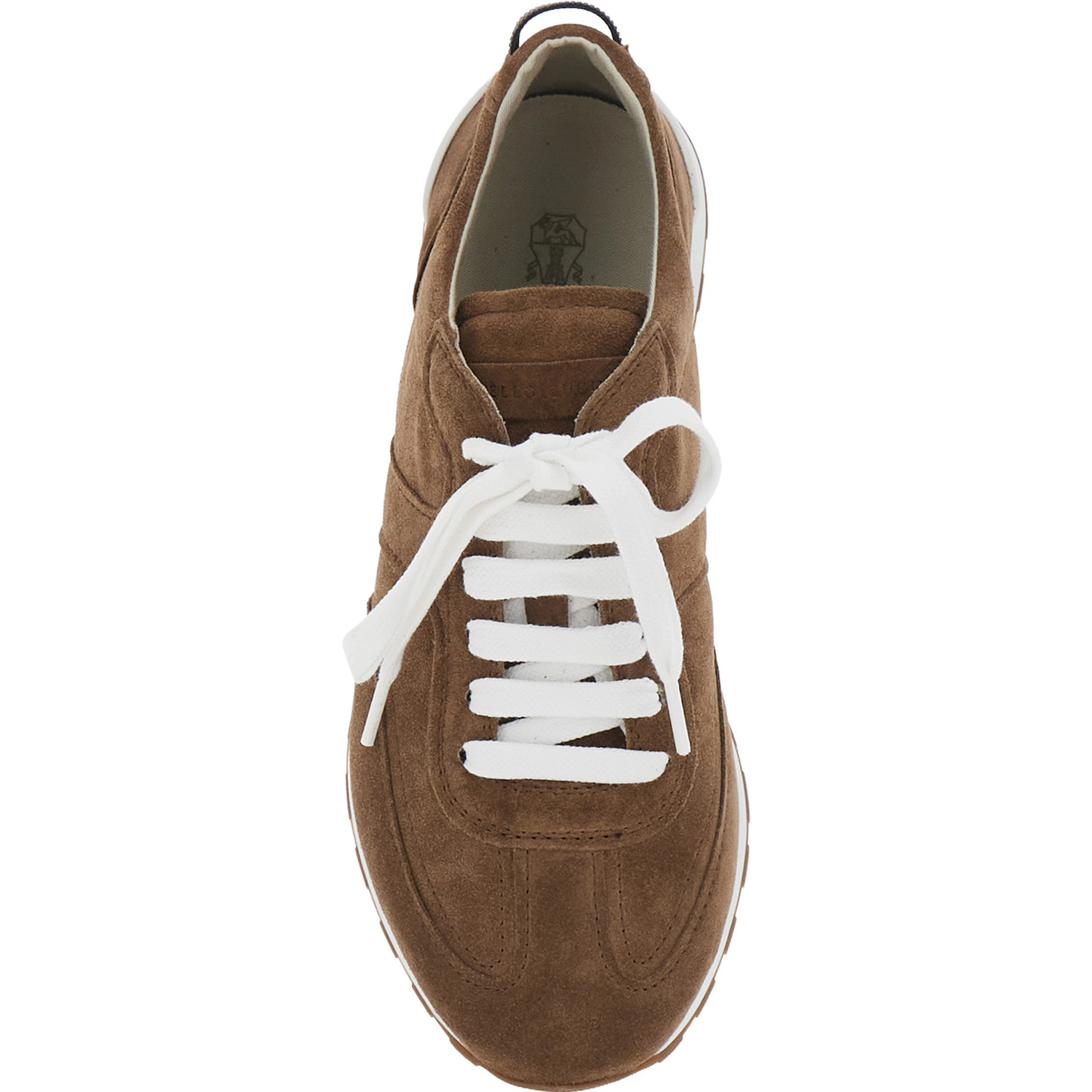 Brown Low Top Sneaker with Monile detail on the back in Suede for Women