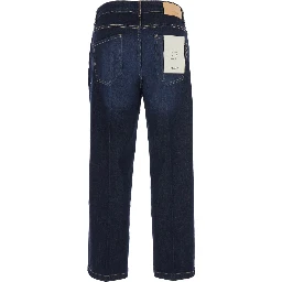 Blue jeans with unique denim fabric details for women
