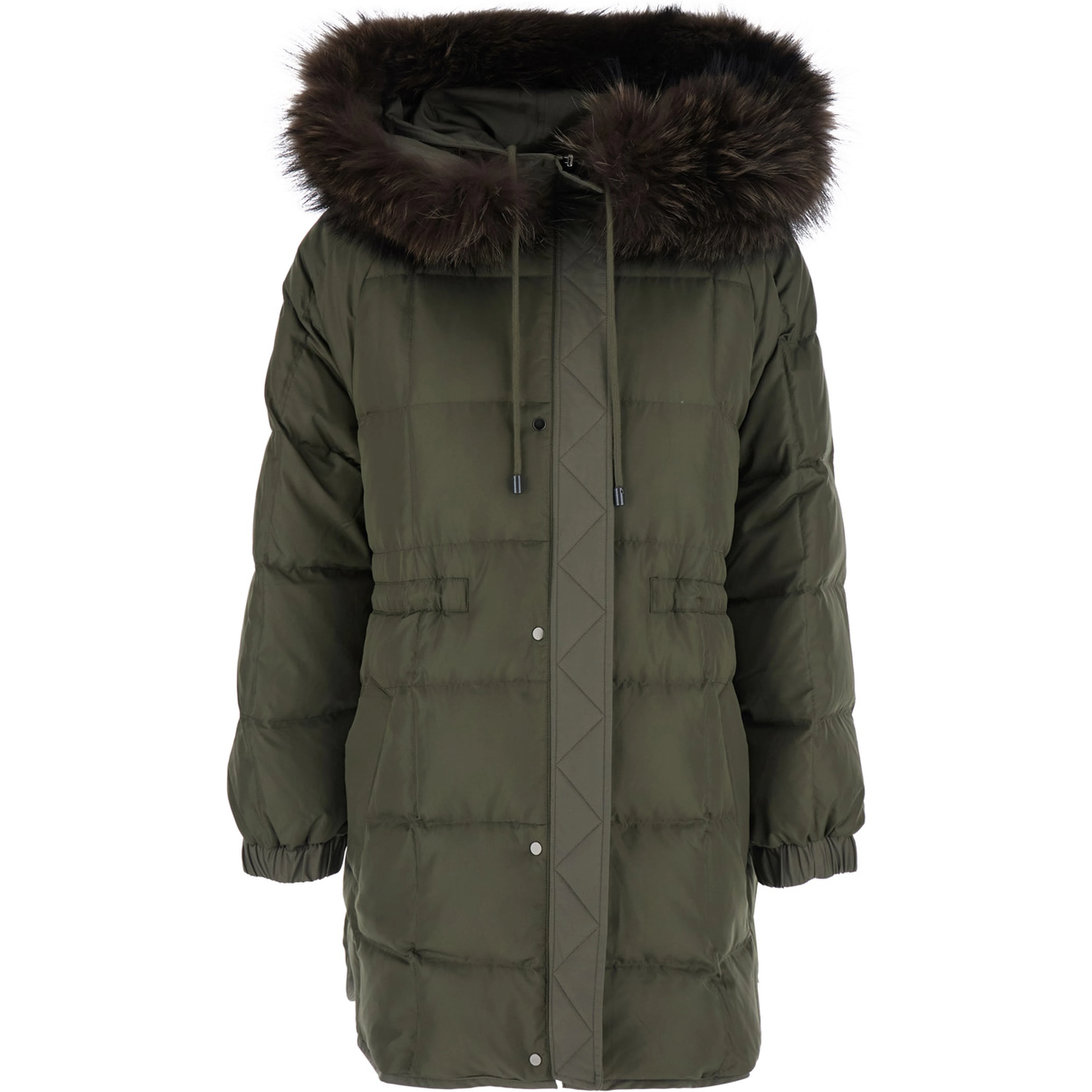 Parka with fur collar and Tech Fabric green unisex