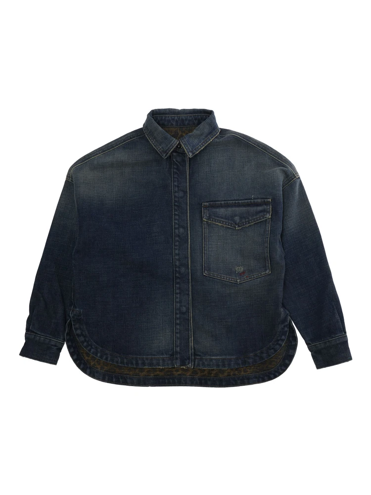 Oversized J-ROSA shirt in cotton, polyester and elastane for boys, blue