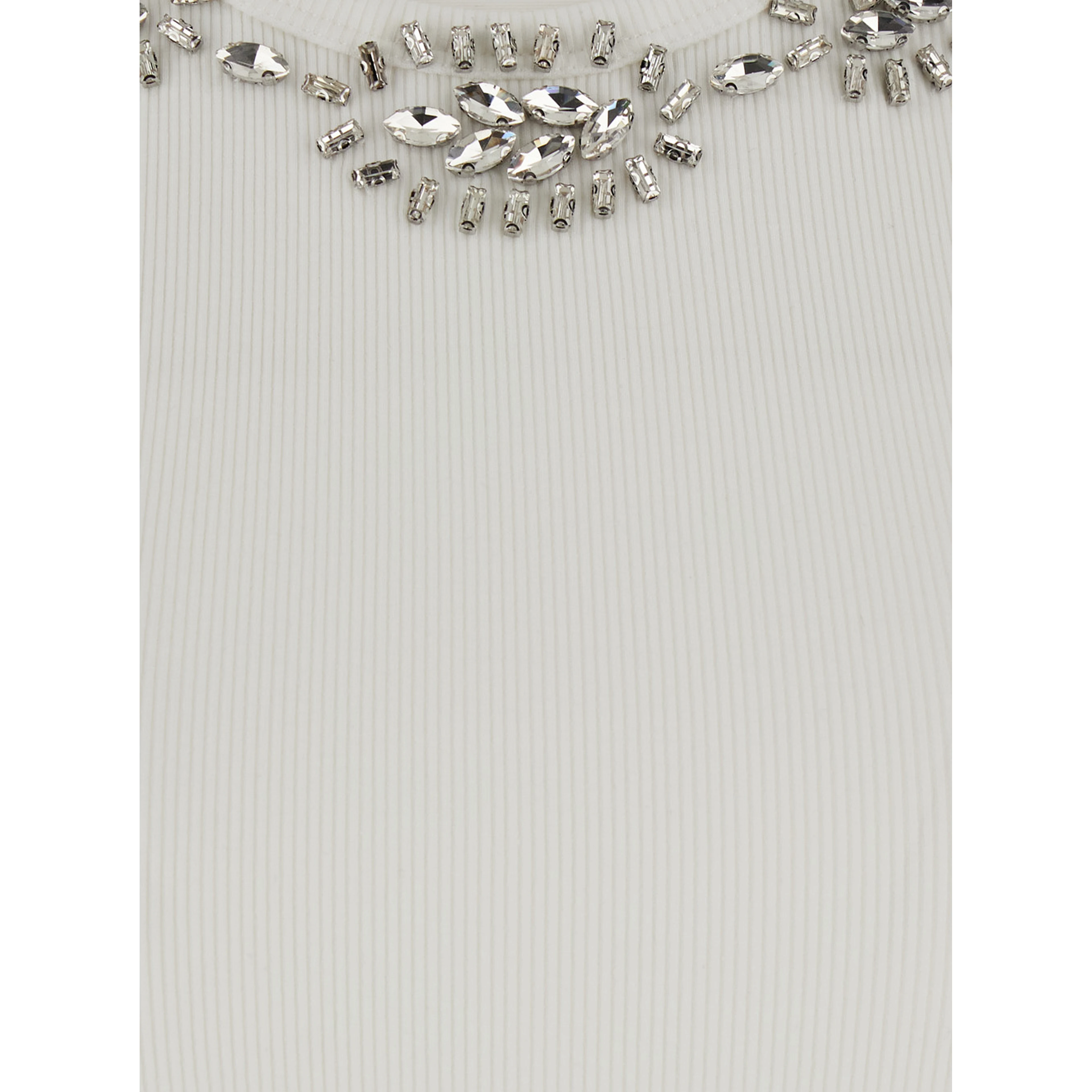 RIBBED TOP EMBROIDERY with embroidered details and cotton and spandex White women