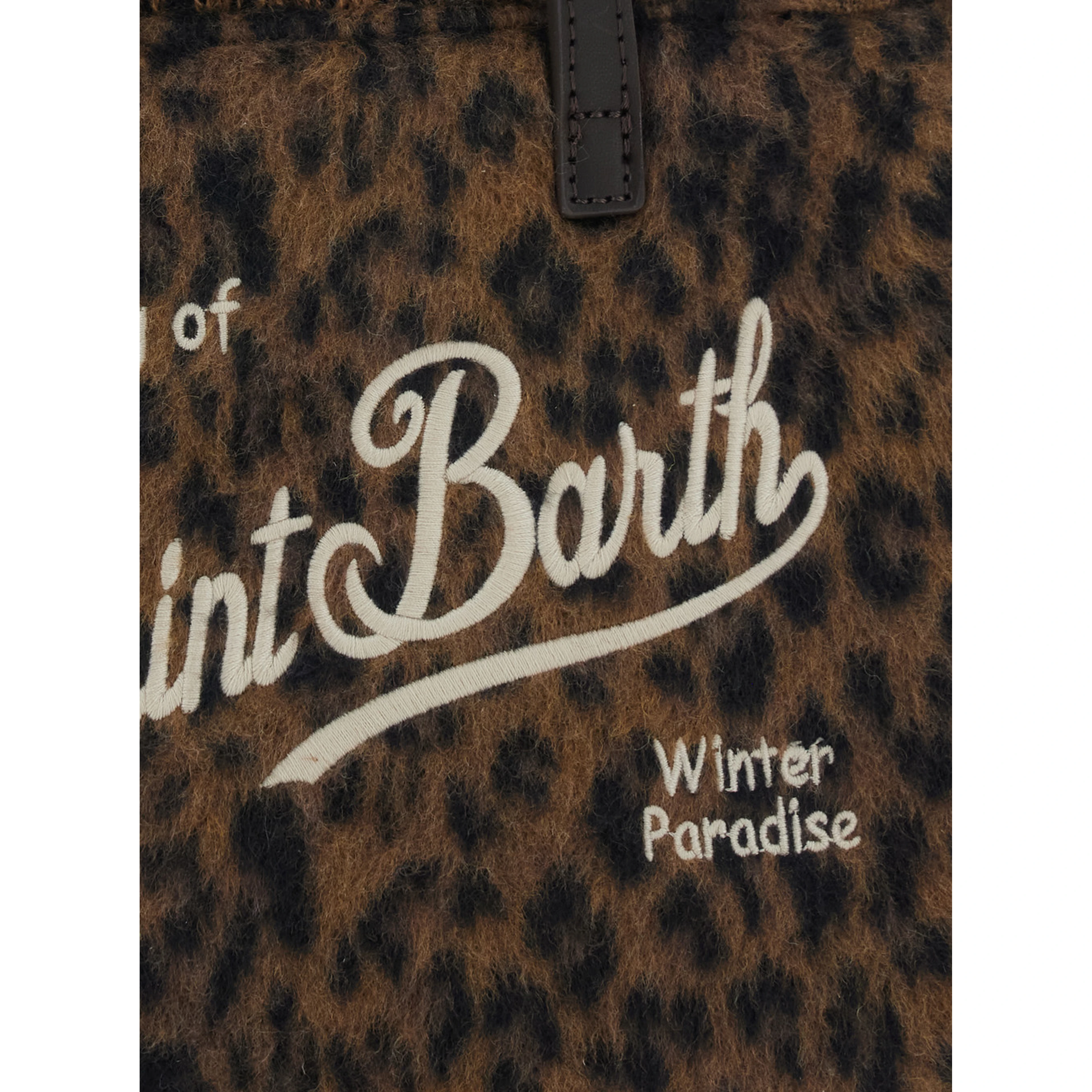 Handbag with felt and leopard details, made of polyester, in brown, unisex.