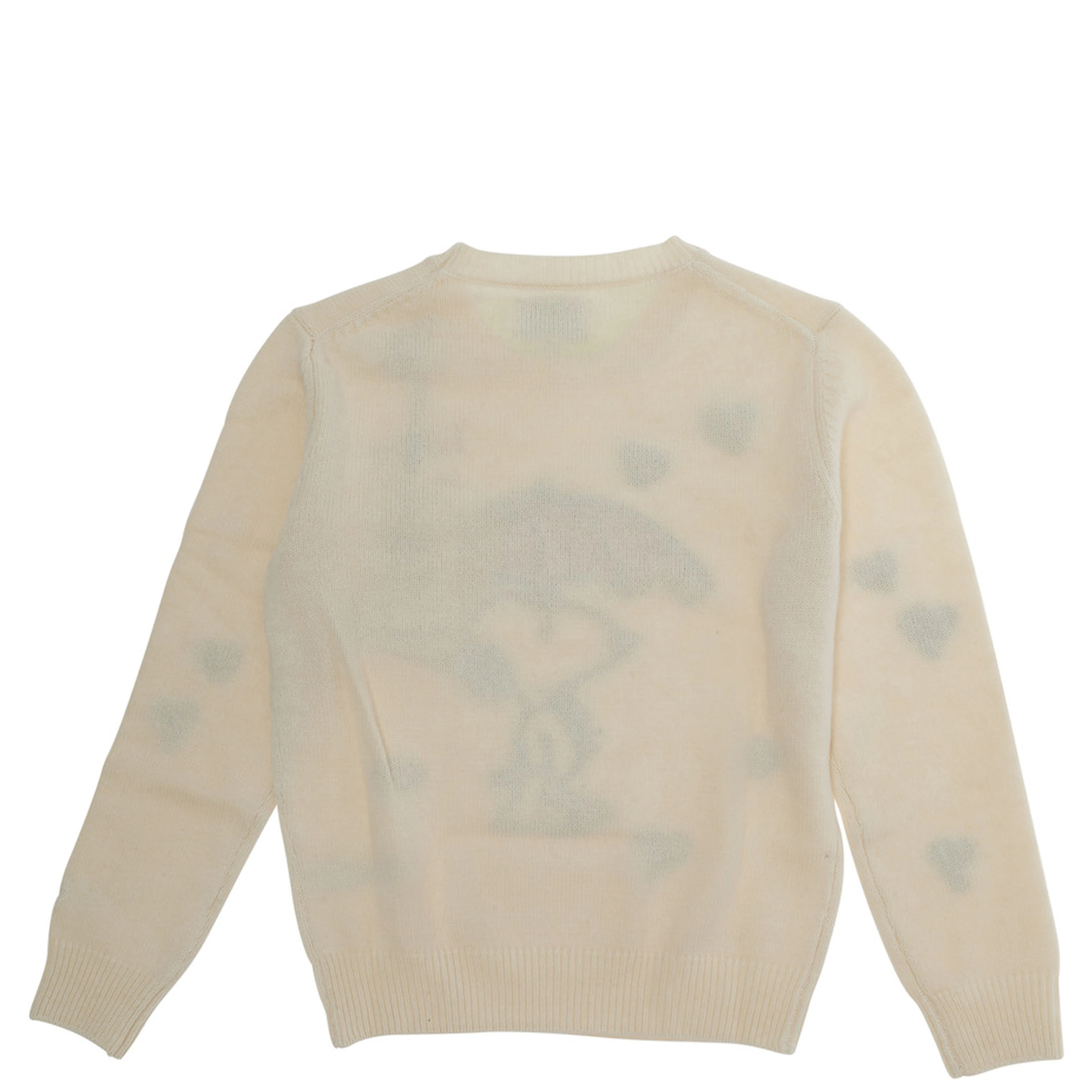 Beige crew-neck sweater with long sleeves in cashmere, wool, viscose and polyamide for girl