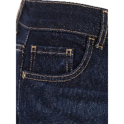 Blue jeans with unique denim fabric details for women