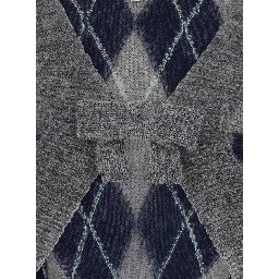 Grey Crop cardigan with all-over diamond motif in mohair and wool Woman