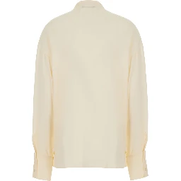 White Shirt with scarf and tone-on-tone jacquard motif in silk blend for women