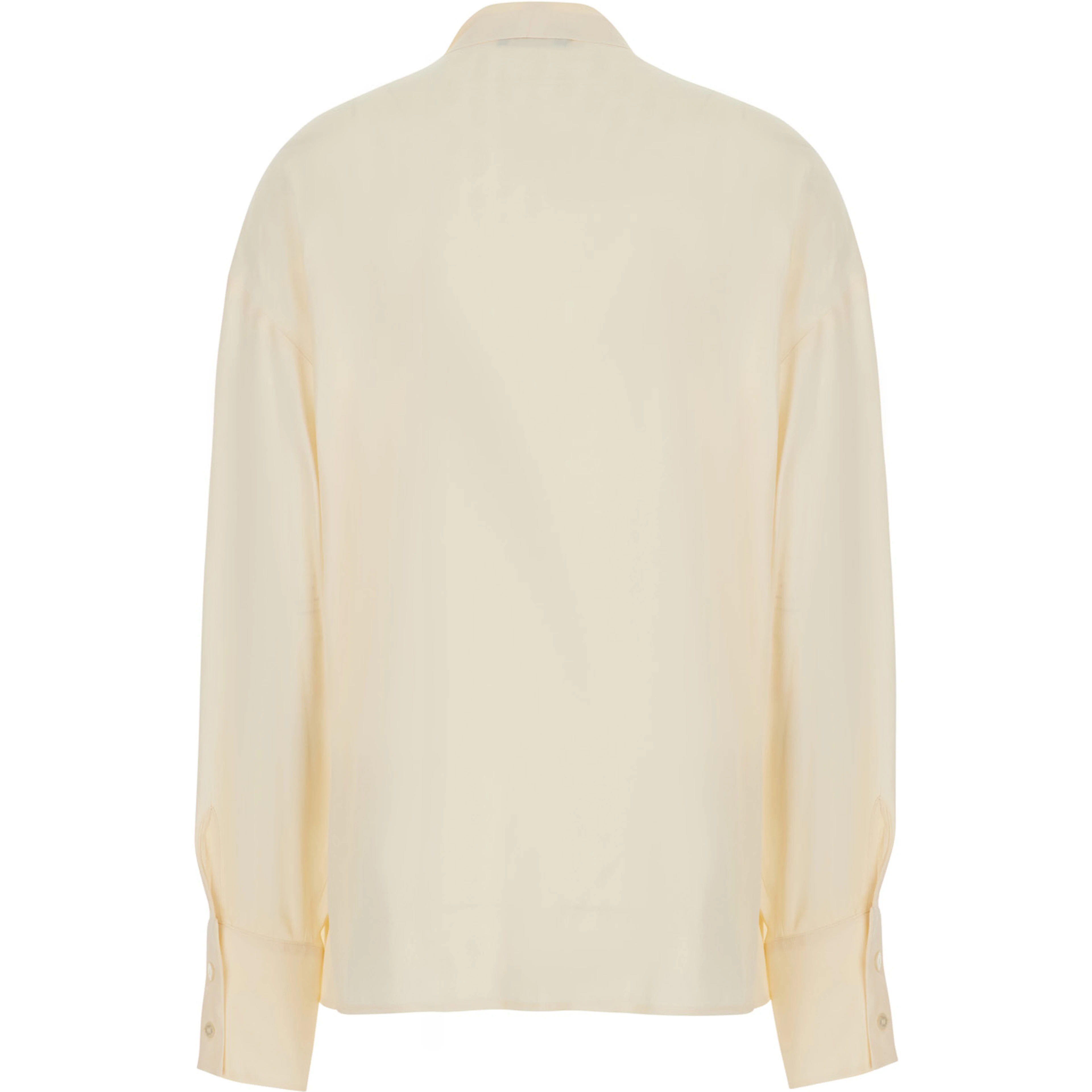 White Shirt with scarf and tone-on-tone jacquard motif in silk blend for women