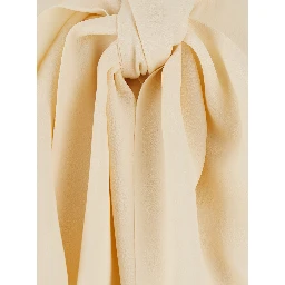 White Shirt with scarf and tone-on-tone jacquard motif in silk blend for women