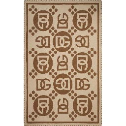 Rectangular blanket with graphic print and logo in brown wool unisex