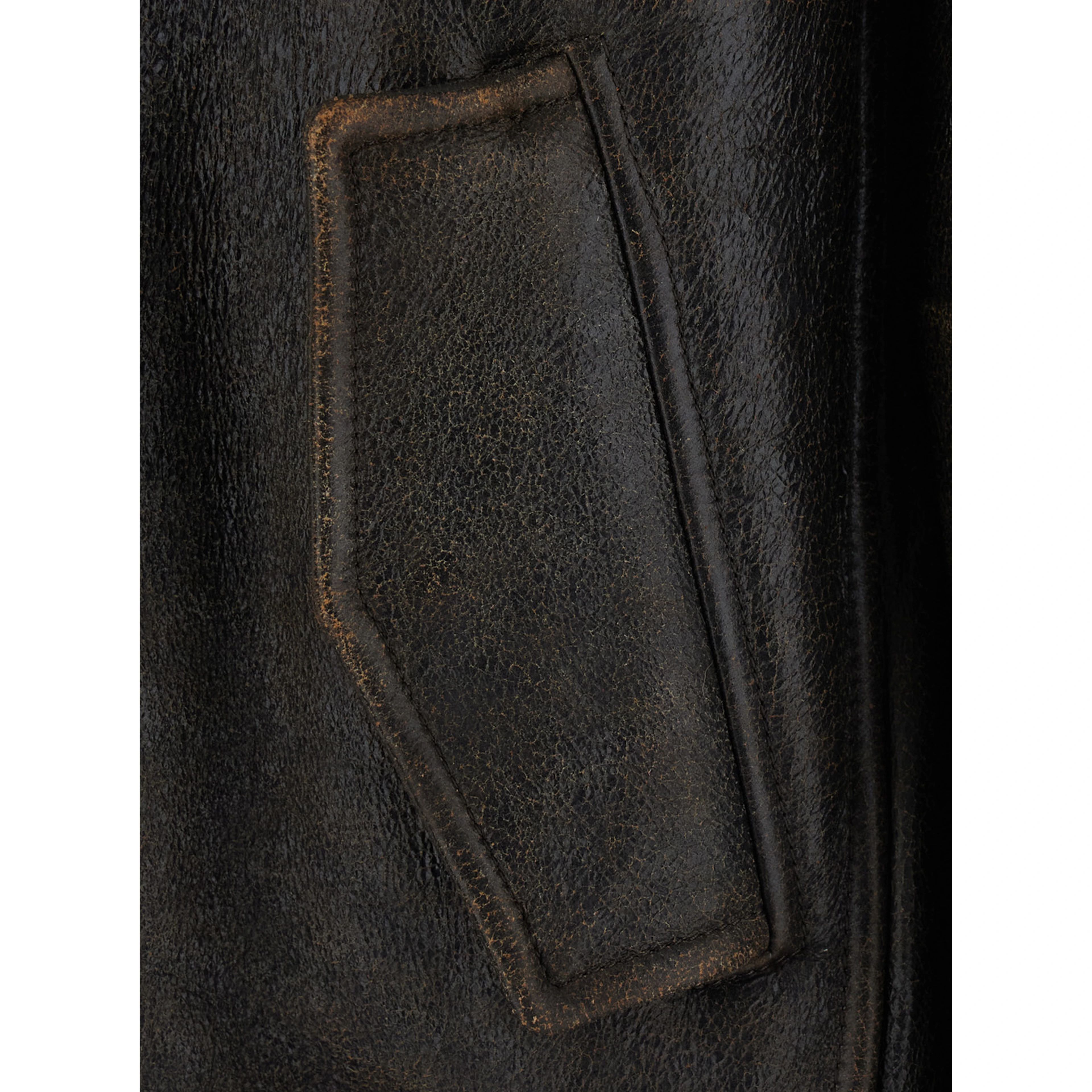 Brown Jacket with Fur Collar and Monil Zipper Pull in Leather for Women