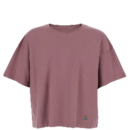 Pink Crew neck T-shirt with ORB logo detail on the front in cotton for men