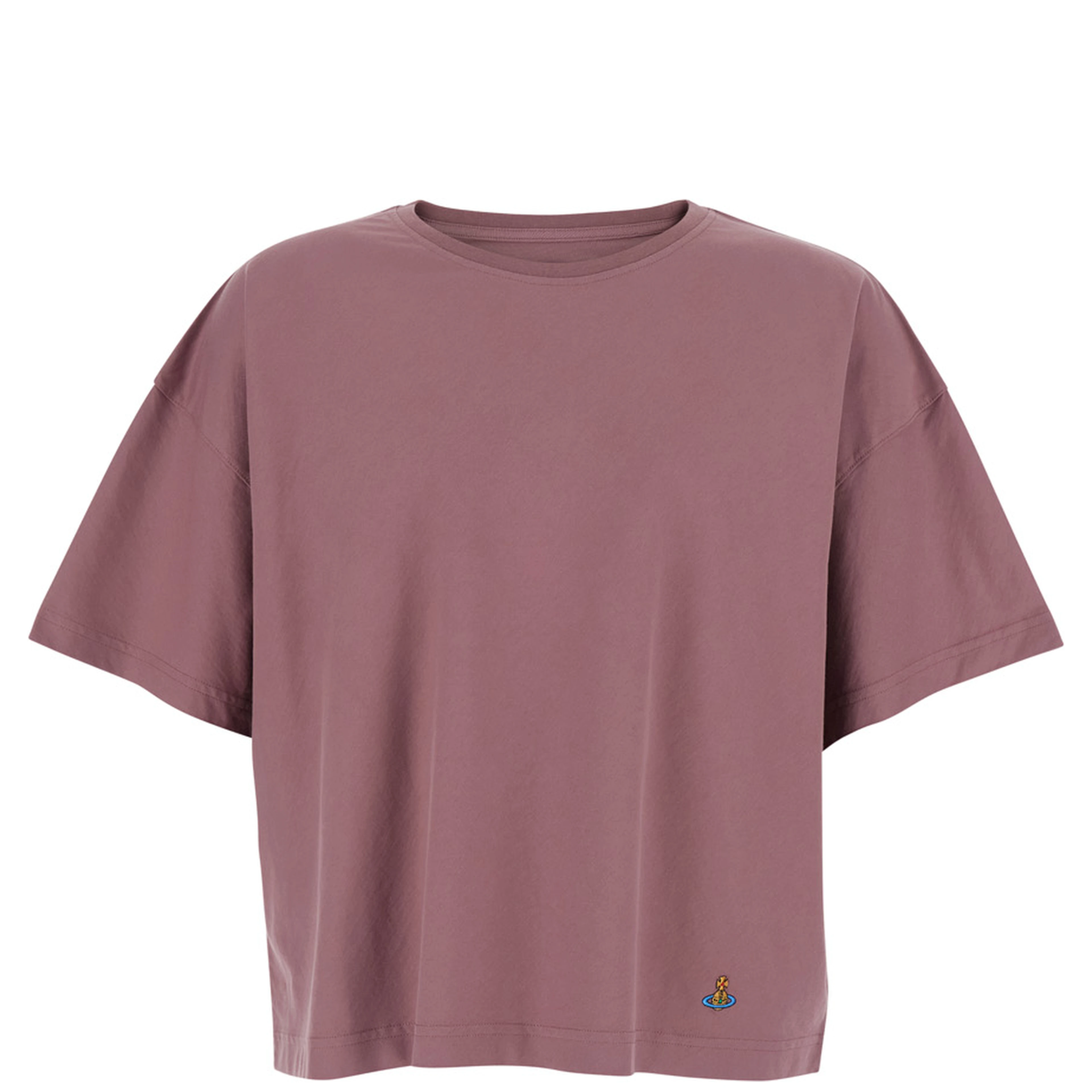 Pink Crew neck T-shirt with ORB logo detail on the front in cotton for men