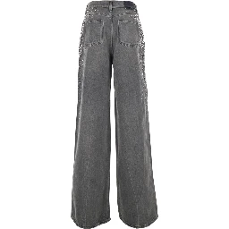 Grey Jeans with Studs and Logo Patch on the Back in Denim for Women
