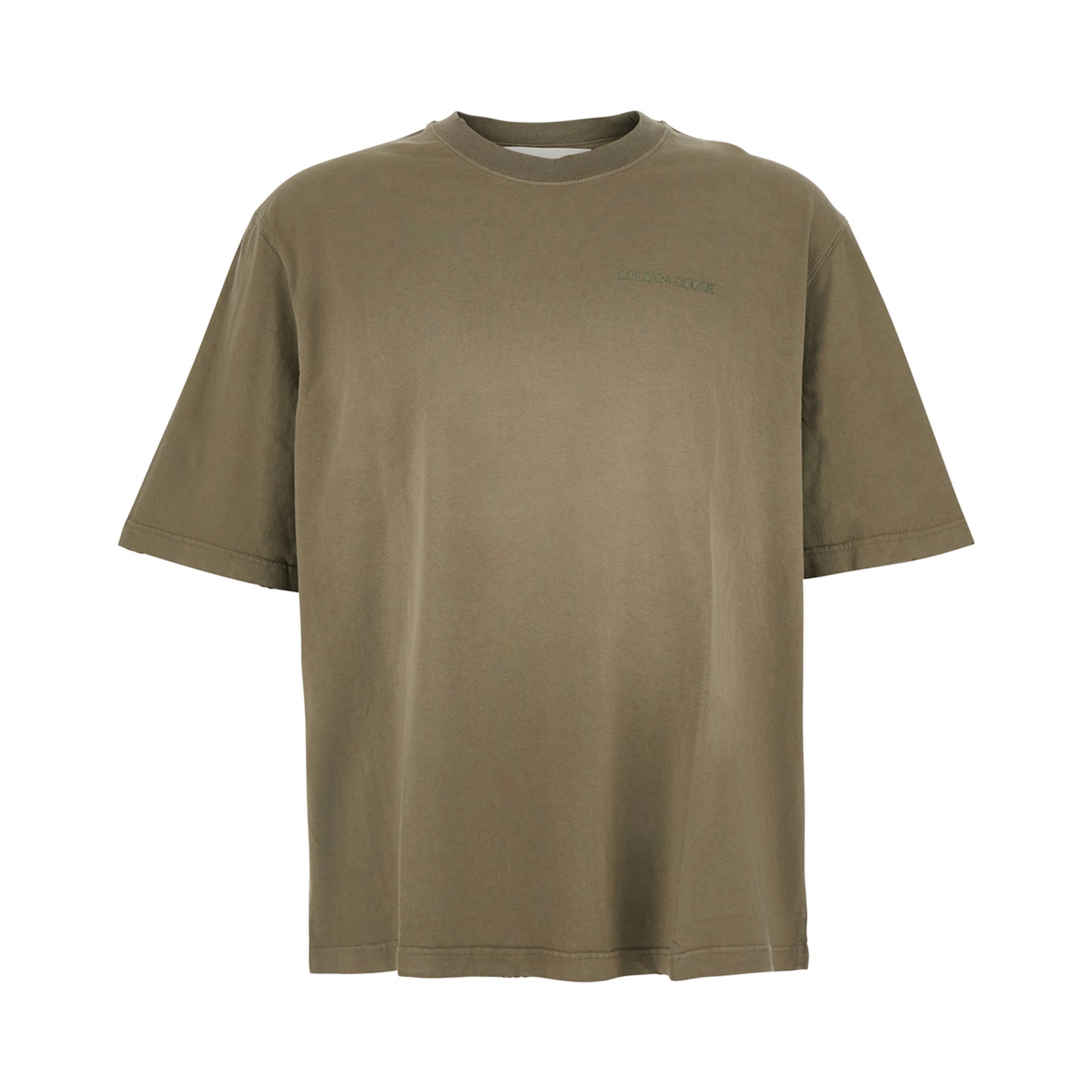 Brown Round neck T-shirt with logo lettering embroidery on the front in cotton for men