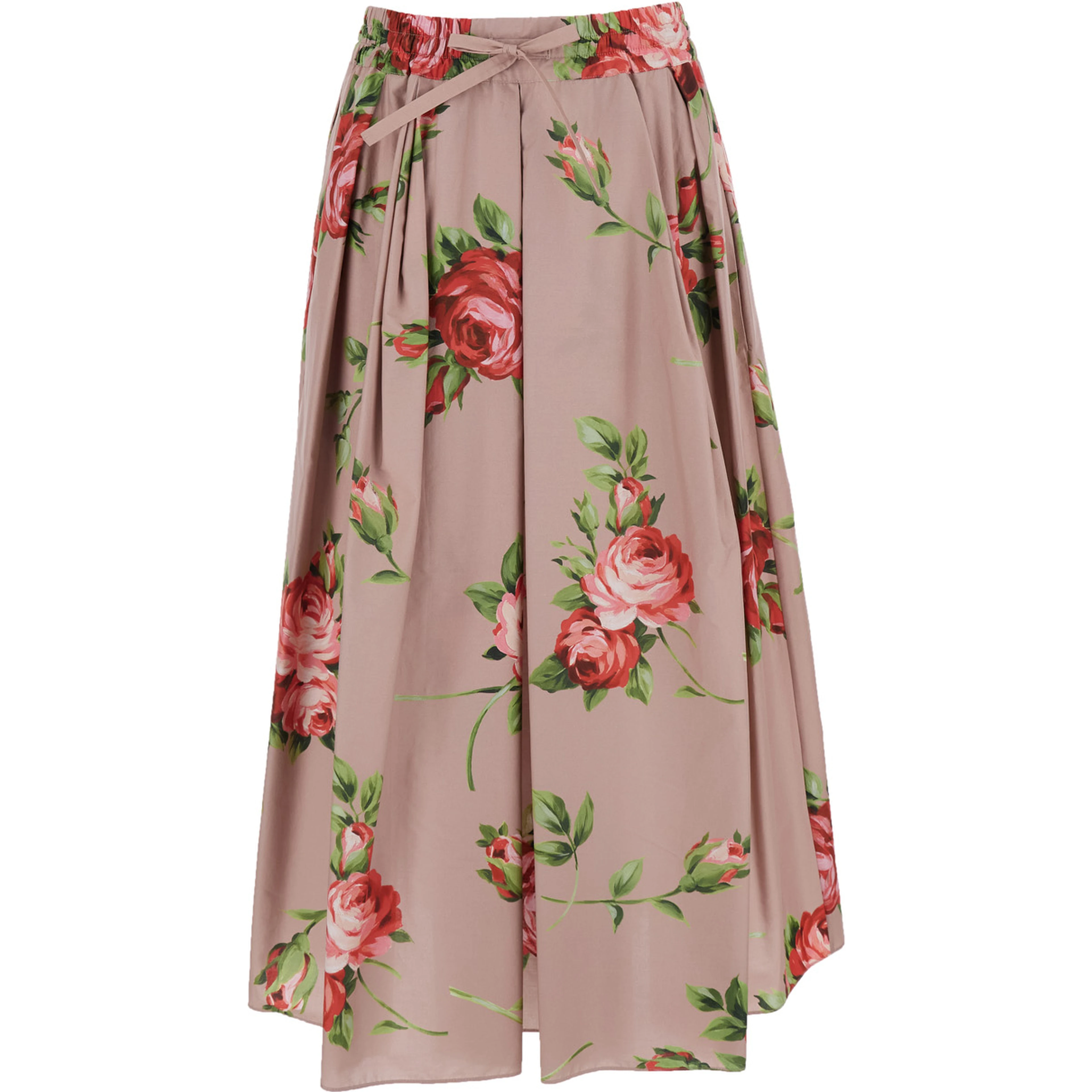 pink skirt with elasticated waist and all-over floral print in cotton for women