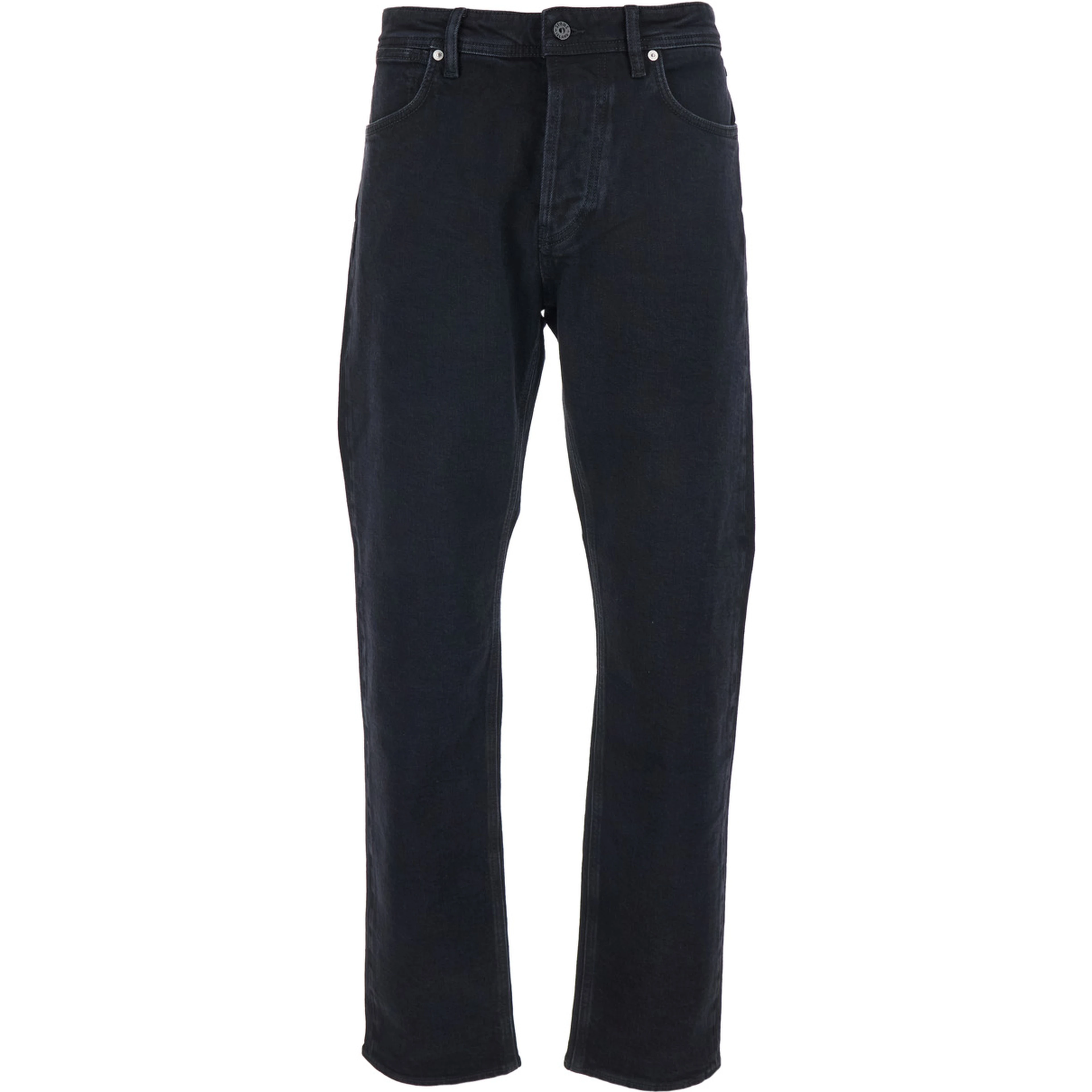 Black Jeans with Logo Patch on the Rear and Belt Loops in Denim Stretch Man