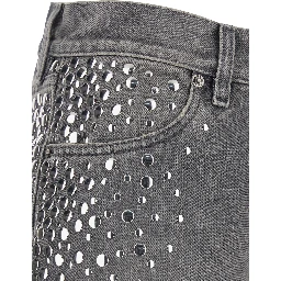 Grey Jeans with Studs and Logo Patch on the Back in Denim for Women