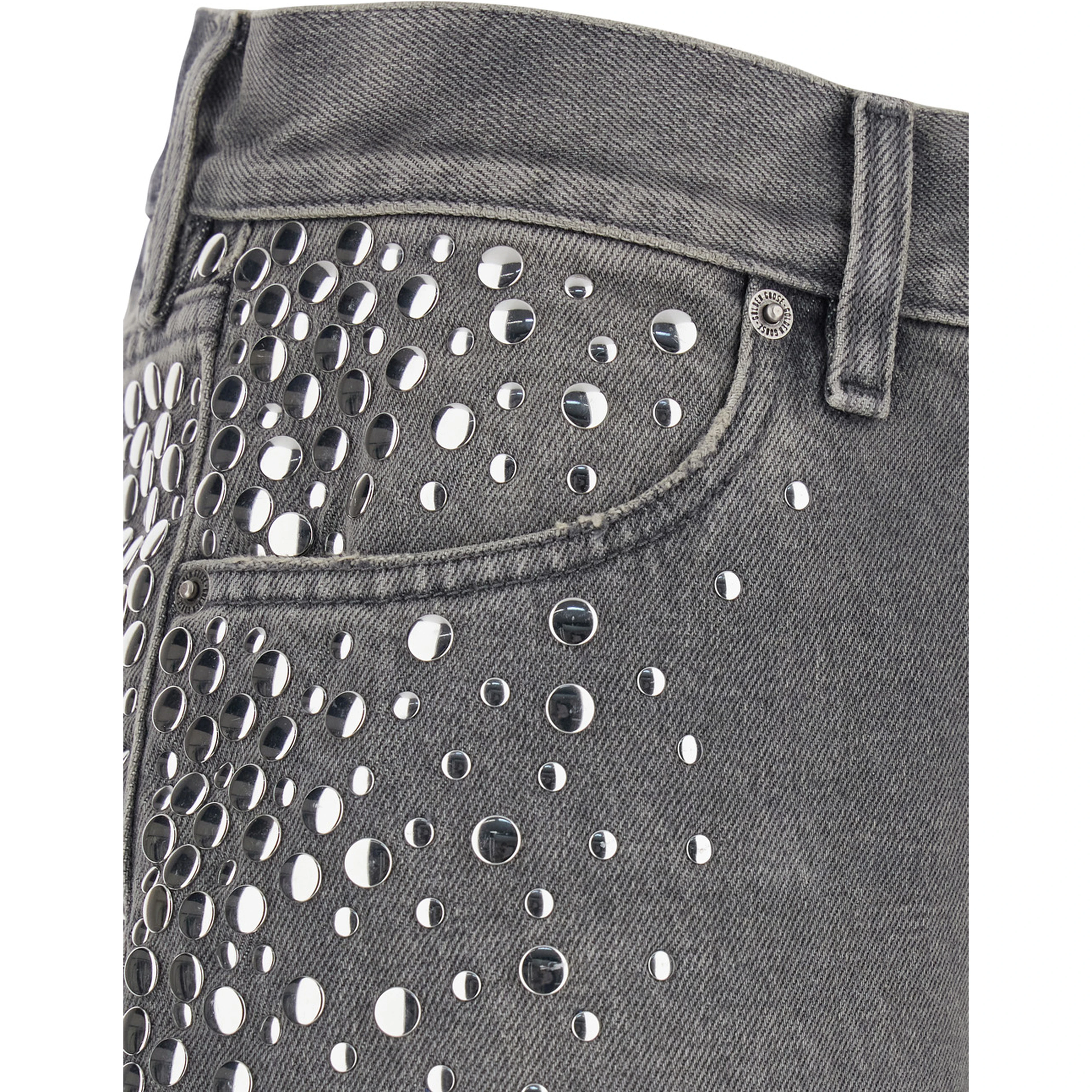 Grey Jeans with Studs and Logo Patch on the Back in Denim for Women