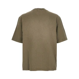 Brown Round neck T-shirt with logo lettering embroidery on the front in cotton for men