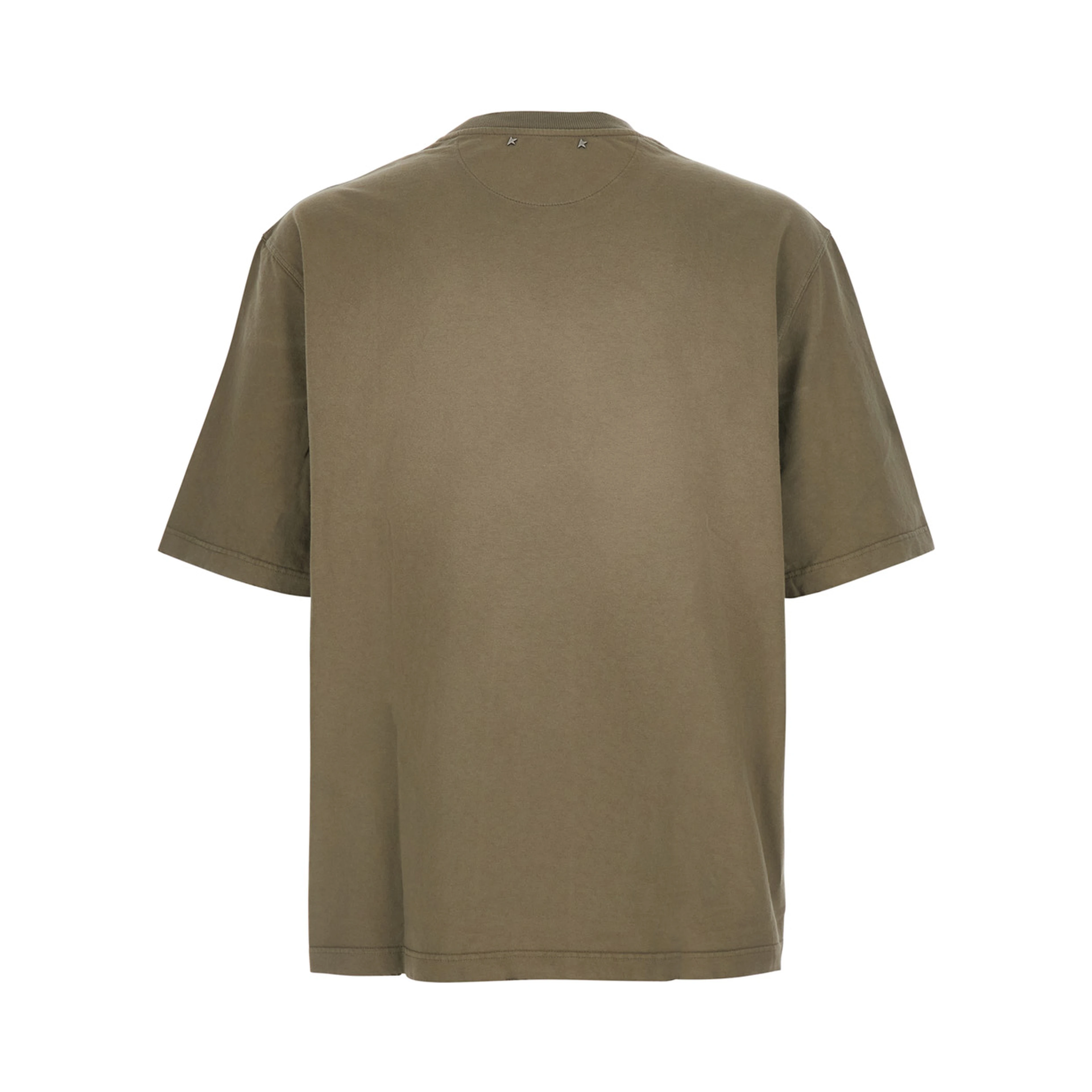 Brown Round neck T-shirt with logo lettering embroidery on the front in cotton for men