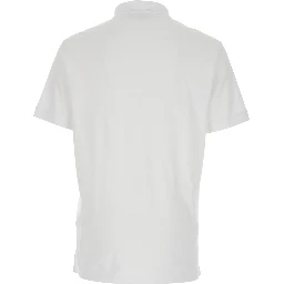 White Polo with Classic Collar and Patch Logo on the Front in Stretch Cotton Men