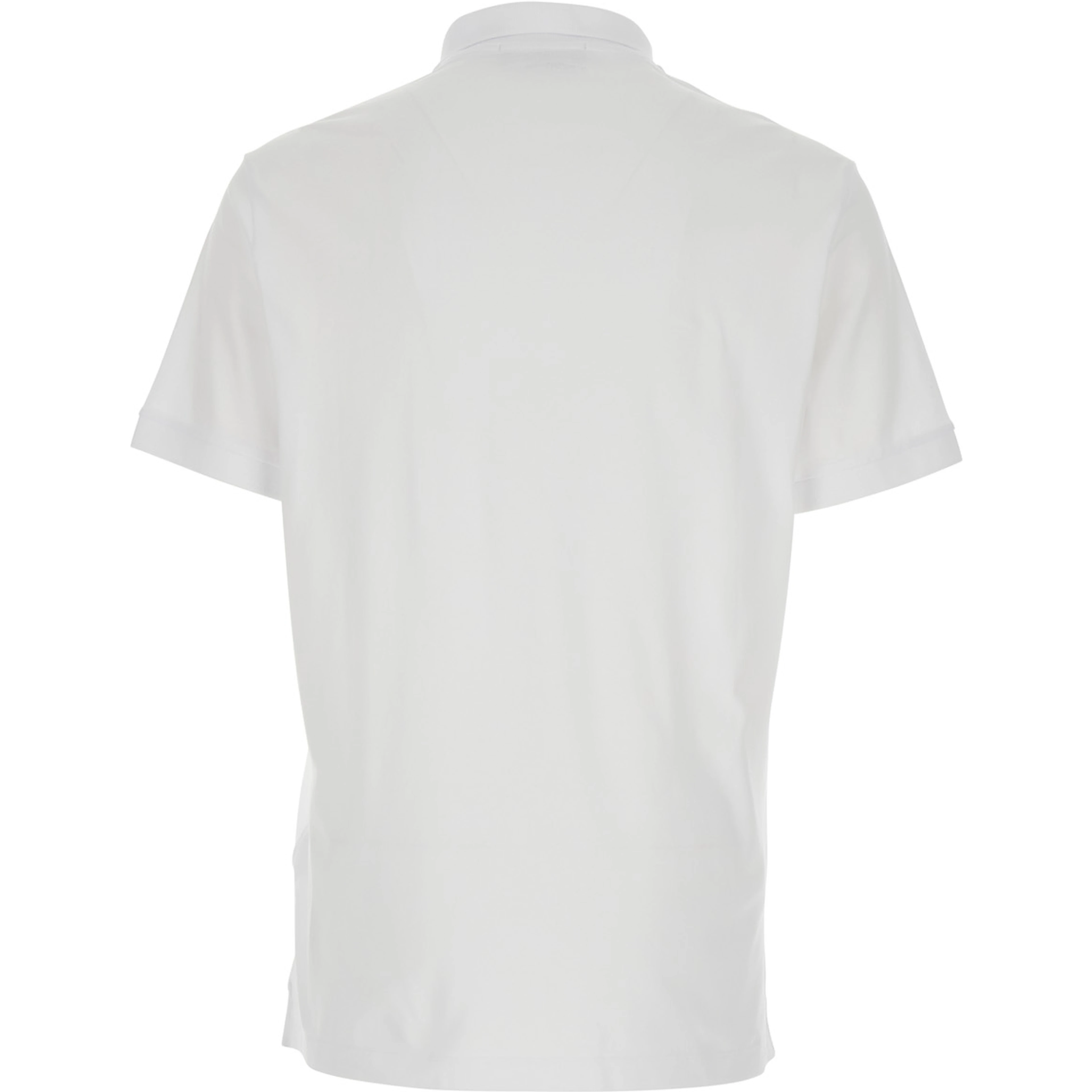 White Polo with Classic Collar and Patch Logo on the Front in Stretch Cotton Men