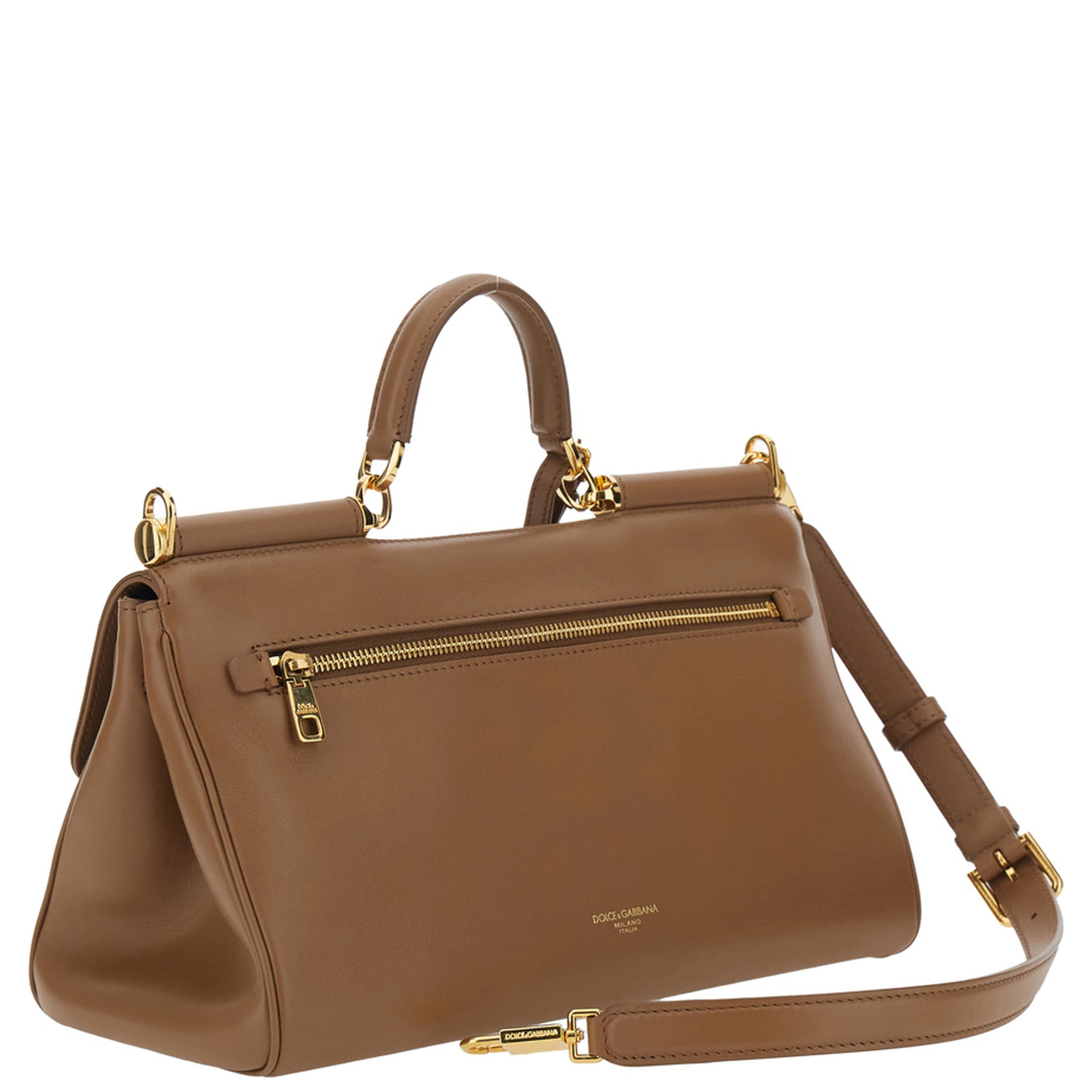 Brown Medium Handbag My Sicily with Padlock Detail and Adjustable Removable Strap In Leather for Women