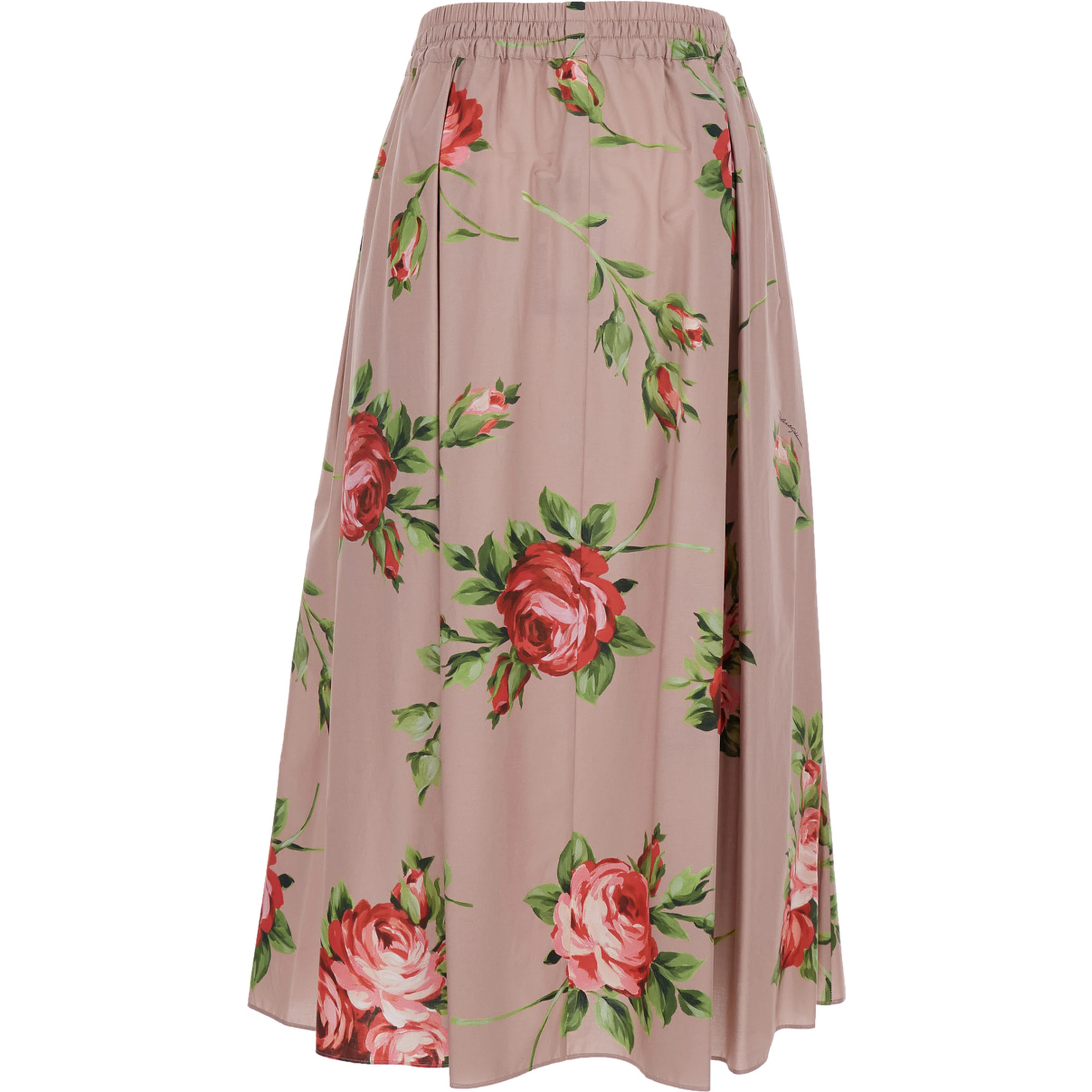 pink skirt with elasticated waist and all-over floral print in cotton for women