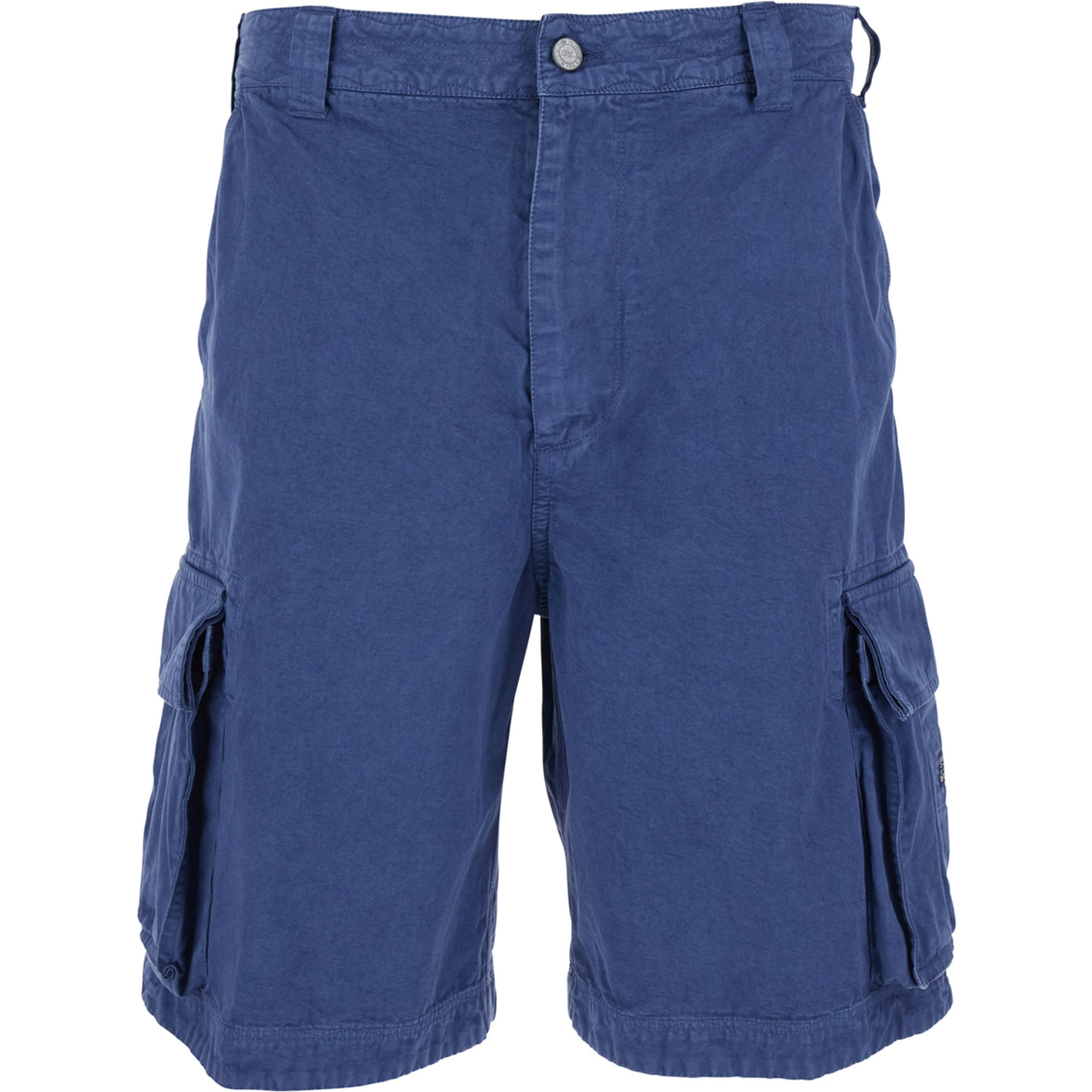 Blue bermuda shorts with two cargo pockets in cotton man