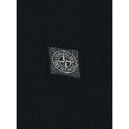 Black Crew Neck T-Shirt with Logo Patch on the Front in Cotton for Men