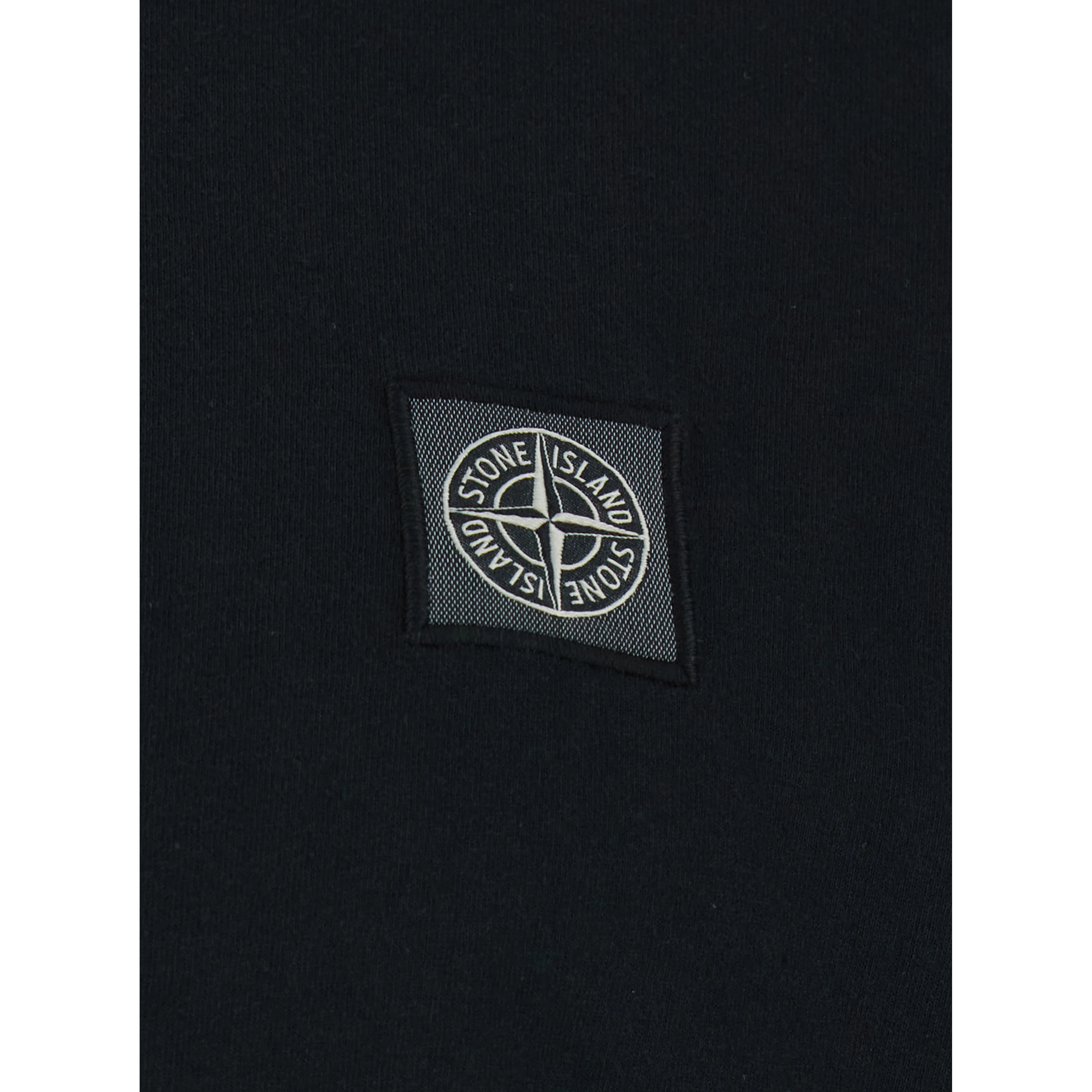 Black Crew Neck T-Shirt with Logo Patch on the Front in Cotton for Men