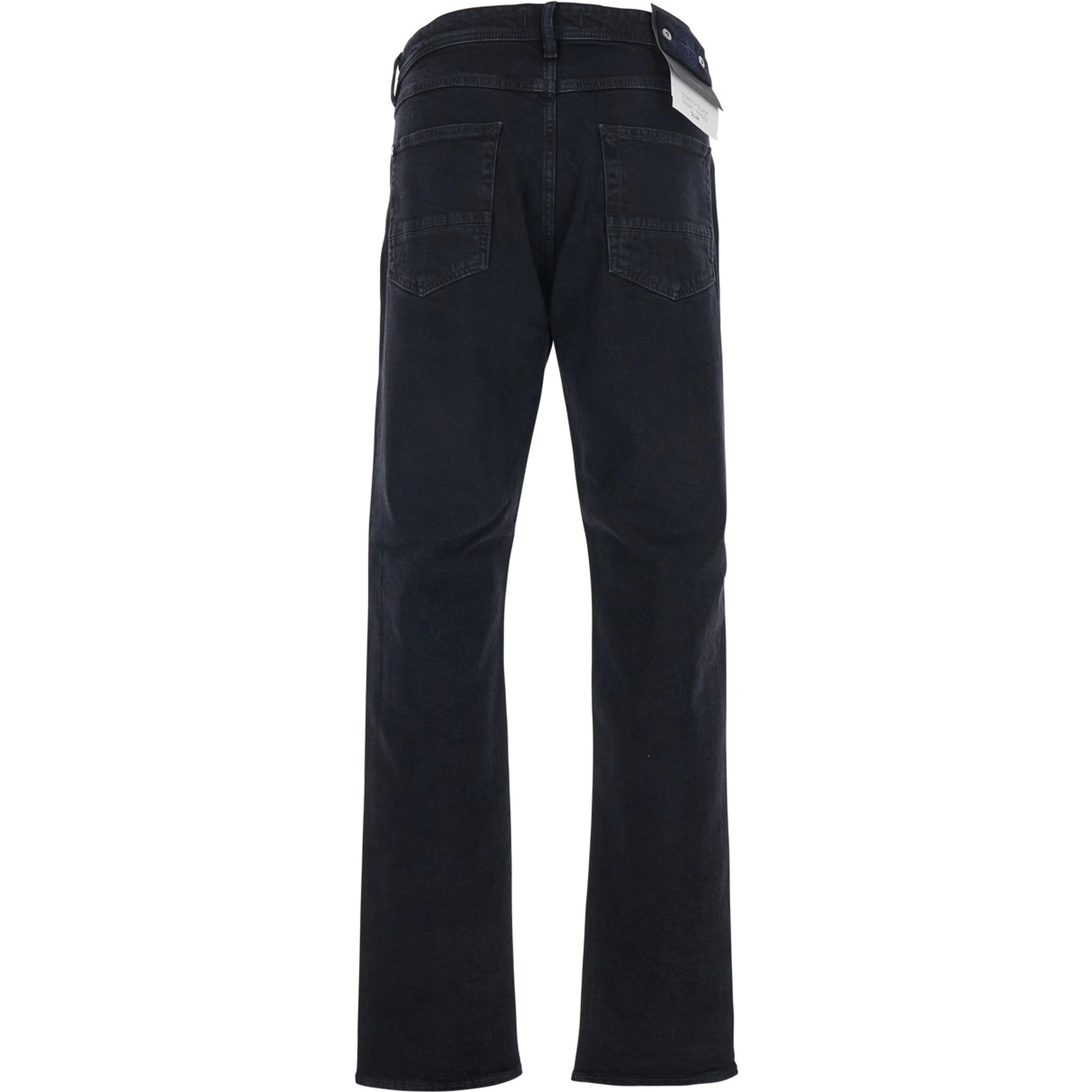 Black Jeans with Logo Patch on the Rear and Belt Loops in Denim Stretch Man